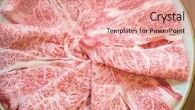  Presentation with meat food - Colorful slide deck enhanced with wagyu a5 beef meat texture for food background backdrop and a coral colored foreground