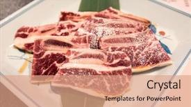  Presentation with meat beef - Beautiful slide deck featuring wagyu beef rib premium japanese backdrop and a coral colored foreground