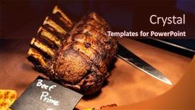 Presentation with wagyu - Slide deck with wagyu beef roast prime rib carving food background and a tawny brown colored foreground