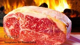  Presentation with wagyu - Audience pleasing slides consisting of wagyu-beef-striploin-steak backdrop and a red colored foreground