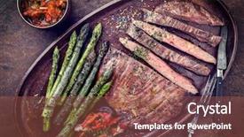  Presentation with barbecue dry aged kobe rib - Beautiful PPT theme featuring wagyu flank steak with green backdrop and a tawny brown colored foreground