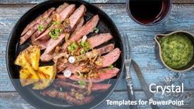  Presentation with wagyu - Presentation theme having wagyu flank steak with pineapple background and a ocean colored foreground