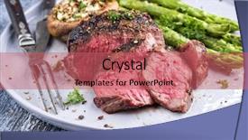  Presentation with green plate - Slide set consisting of wagyu point steak with green background and a coral colored foreground