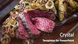  Presentation with application web bleu - Audience pleasing slide deck consisting of wagyu rib-eye steak bleu backdrop and a tawny brown colored foreground