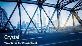  Presentation with china shanghai - Slide deck with waibaidu bridge garden bridge shanghai background and a ocean colored foreground