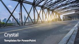  Presentation with machinac bridge - PPT theme with waibaidu bridge garden bridge shanghai background and a dark gray colored foreground