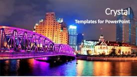  Presentation with street of shanghai on the night - Audience pleasing slide set consisting of group of people pulling hands in the air in sunlight backdrop and a sky blue colored foreground