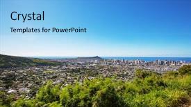  Presentation with honolulu hawaii - Cool new slide deck with waiikiki beach in honolulu hawaii backdrop and a light blue colored foreground