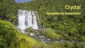  Presentation with new zealand silver fern black - Slide deck with waikato - image of the marokopa falls background and a tawny brown colored foreground