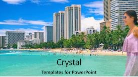  Presentation with waikiki - PPT layouts featuring waikiki beach honolulu hawaii tourist background and a seafoam green colored foreground