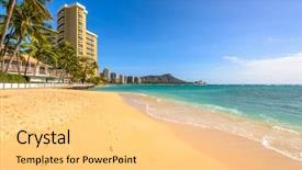  Presentation with waikiki - Beautiful slides featuring waikiki beach in honolulu hawaii backdrop and a yellow colored foreground