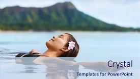  Presentation with waikiki beach - PPT theme with waikiki beach in honolulu background and a sky blue colored foreground