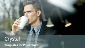  Presentation with standing out in the crowd - Audience pleasing PPT theme consisting of waist-up portrait of thoughtful backdrop and a ocean colored foreground