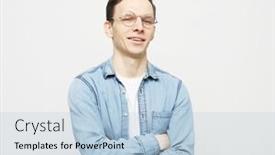  Presentation with shot - Beautiful slide deck featuring waist-up-shot-of-young backdrop and a light blue colored foreground