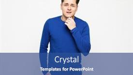  Presentation with shot - PPT theme having waist-up-shot-of-young background and a ocean colored foreground