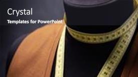  Presentation with mannequin - PPT theme having waistcoat-on-male-tailor-mannequin background and a dark gray colored foreground