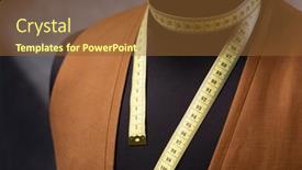  Presentation with mannequin - PPT theme consisting of waistcoat-on-male-tailor-mannequin background and a tawny brown colored foreground