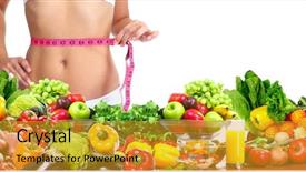  Presentation with healthy nutrition - Colorful PPT layouts enhanced with waistline - woman measuring her body diet backdrop and a  colored foreground