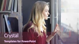  Presentation with person looking out in nature - Amazing slide deck having wait hope - blonde girl looking backdrop and a  colored foreground