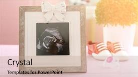  Presentation with baby ultrasound - PPT theme having wait hope - frame with ultrasound photo background and a coral colored foreground