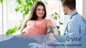  Presentation with pregnant woman doctor - Beautiful presentation theme featuring wait hope - pregnant woman with doctor backdrop and a teal colored foreground