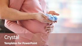  Presentation with pregnant woman cleaning - Colorful PPT theme enhanced with wait hope - pregnant woman with husband holding backdrop and a coral colored foreground