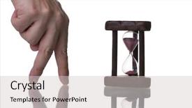  Presentation with time - Presentation theme with wait times - hand finding time concept isolated background and a light gray colored foreground