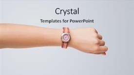  Presentation with modern - Slide deck featuring wait times - hand with modern watch showing background and a sky blue colored foreground