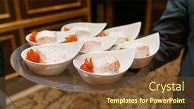  Presentation with banquet - Slides featuring waiter-carries-tray-with-banquet background and a tawny brown colored foreground