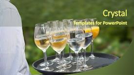  Presentation with orange juice - PPT layouts having minireal - waiter carrying a tray background and a tawny brown colored foreground