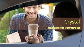  Presentation with car service - PPT layouts consisting of waiter-giving-hot-coffee-cup background and a tawny brown colored foreground