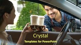  Presentation with car service - Cool new presentation theme with waiter-giving-hot-coffee-cup backdrop and a tawny brown colored foreground