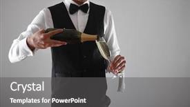  Presentation with iv infusion iv bottle - Presentation design consisting of waiter holding a champagne bottle background and a dark gray colored foreground