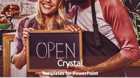  Presentation with cafe - Cool new PPT theme with waiter holding blackboard with open backdrop and a tawny brown colored foreground