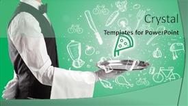  Presentation with waiter - Presentation enhanced with waiter-holding-silver-tray background and a mint green colored foreground