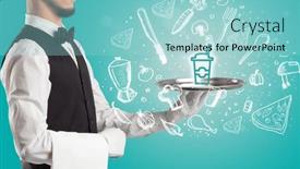  Presentation with waiter - Slide set enhanced with waiter-holding-silver-tray background and a light blue colored foreground