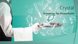  Presentation with waiter - Presentation theme having waiter-holding-silver-tray background and a  colored foreground