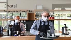  Presentation with normal - Amazing presentation theme having waiter-in-a-medical-protective backdrop and a light gray colored foreground