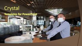  Presentation with normal - PPT theme having waiter-in-a-medical-protective background and a tawny brown colored foreground