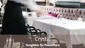  Presentation with restaurant waiter - Presentation theme having waiter-in-the-restaurant background and a gray colored foreground