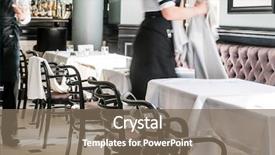  Presentation with restaurant waiter - Colorful slide deck enhanced with waiter-in-the-restaurant backdrop and a violet colored foreground