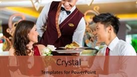  Presentation with lovers - Cool new slide deck with waiter is serving food backdrop and a red colored foreground