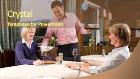  Presentation with catering waiter food event service - PPT theme consisting of waiter is serving some food background and a tawny brown colored foreground