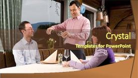  Presentation with restaurant waiter - Presentation theme with waiter is serving some wine in a little restaurant background and a tawny brown colored foreground