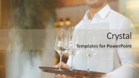  Presentation with servant - Audience pleasing slide deck consisting of waiter or bartender or servant backdrop and a coral colored foreground