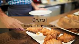  Presentation with sales - Slides consisting of waiter or sales clerk putting background and a  colored foreground