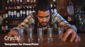  Presentation with waiter - Presentation enhanced with waiter-placing-shot-glasses background and a tawny brown colored foreground