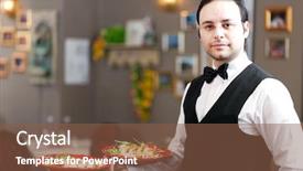  Presentation with bars and restaurant - Slides having waiter portrait at the restaurant background and a tawny brown colored foreground