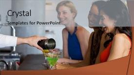 Presentation with restaurant waiter - Audience pleasing PPT theme consisting of waiter pouring cocktail into cocktail glass at bar counter in restaurant backdrop and a light gray colored foreground