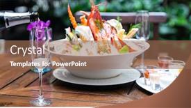  Presentation with food ice - PPT layouts consisting of waiter-pouring-white-wine background and a violet colored foreground